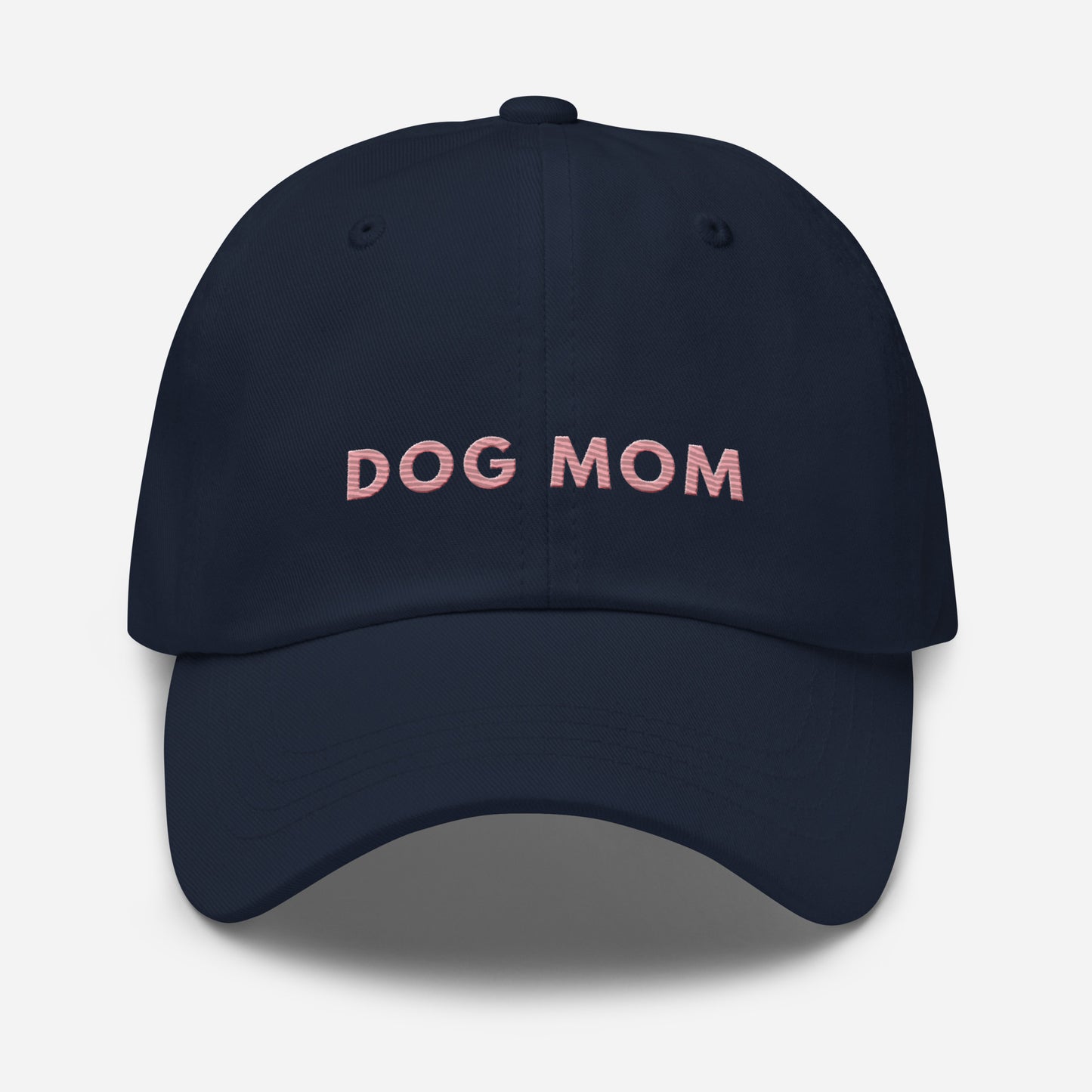 Dog Mom Hat - Premium Embroidered pink on navy